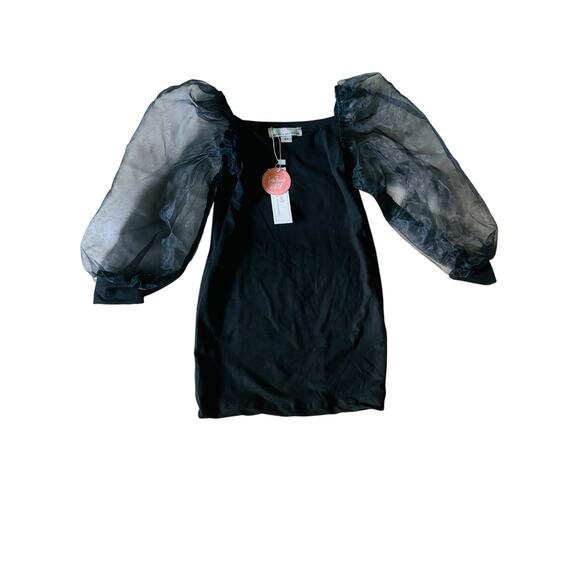 Baileys Blossoms Sheer Puff Sleeve Black Top NWT Size 2T - Picture 1 of 2